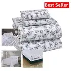 Cozy Plaid Cotton Flannel Sheet Set for California King - 4 Piece Luxury Bedding