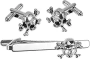 [TOGEVAL] Edgy Skull Design Tie Tie Clip Set Men's Wedding Tie Clips Business Suit Accessories