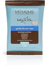 Baby Wipes by MD Moms – Eczema Approved Hypoallergenic Cleansing Towelettes for Sensitive Skin (12 ct Travel Pouch)