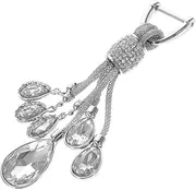 COSMEVIVI Crystal Key Chain Ring Holder Key Ring Lanyards Bracelets for Women Bling Keychains for Women Accessories Lanyard Keychain Bag Charm Chain Spiral Holder Keychains Crystal Silver