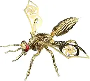 3D Metal Puzzle for Adults Mechanical Wasp Model Kits Stainless Steel Puzzles Challenging DIY Assembly Building Block… (3D wasp-All Gold)