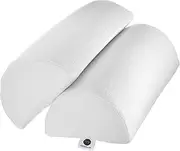 AllSett Health Half Moon Bolster Pillow for Legs, Back and Head (2 Pack) Semi Roll for Ankle and Foot Comfort with White Cotton Machine Washable Cover | Premium Memory Foam | 2 Pillow System