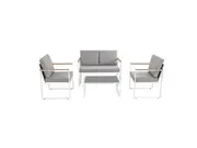 4PC Outdoor Wood Arm Table &amp; Chair Set-White