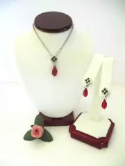 Brighton "TOLEDO ALTO BRIOLETTE" Red Necklace-Earring Set (MSR$90) NWT/Pouch