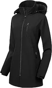 [CREATMO US] Women's Lightweight Waterproof Long Softshell Tactical Jacket Fleece Lined Windbreaker