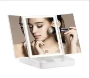 Maxkon Trifold Makeup Mirror LED Strip Light Vanity Sensor Touch Control Dimmer
