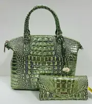 BRAHMIN NWT AGAVE MELBOURNE SATCHEL & VERONICA WALLET ~ GENUINE LEATHER