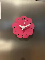 Mini Flower Shaped Fridge and Desk battery clock - Pink with white hands