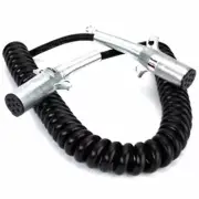 TPHD 12 Ft 7 Way Coiled Electric Trailer Cord W/ Metal Ends