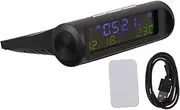 Anneome Solar Car Clock with Temperature Display Auto Digital Watch with Solar Charge and USB Power Multifunctional Year Calendar Design for Vehicles and Desks