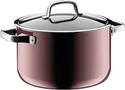 WMF Fusiontec Mineral Cooking Pot Large 24 cm Glass Lid Induction 6.4 L High-Tech Ceramic Scratch-Resistant Red