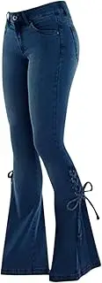 UANGKOU Women's Skinny Jean Stretchy Bootcut Trendy Jeans Capri Jean with Hole Straight Distressed Bell Bottom Jeans