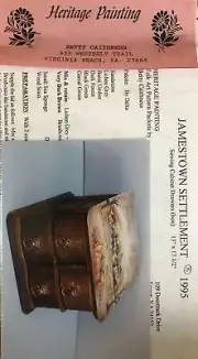 Vintage Tole Packet: Jamestown Settlement on Sewing Cabinet by Betty Caithness