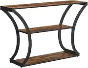 Vasagle 47.2” Sofa Table, Console Table with Curved Frames, Long Table Top Entryway Table, 2 Open Shelves, for Hallway Entryway Living Room, Rustic Brown and Black
