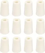 uxcell Tapered Shaped Silicone Stoppers 24 to 30mm, 12 Pcs White Tapered Lab Seal Plugs with Hole for Sealing, Test Tubes, Flasks