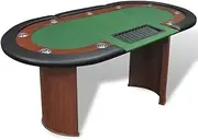 vidaXL 10 Seater Casino Poker Card Table Green/Blue Speed Cloth Cup Holders