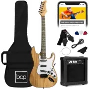 39" Full Size Electric Guitar Kit Natural Wood w/ Amp Case Strap Picks Whammy