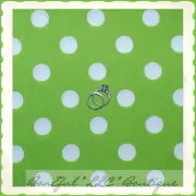 BonEful Fabric FQ Cotton Quilt VTG Lime Green White Minnie Mouse Irish Polka Dot