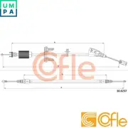 CABLE PARKING BRAKE 10.6237 FOR PEUGEOT 3008/MPV RHD/RHH 2.0L 9HD/9HC/BHX 1.6L