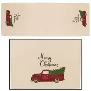MERRY CHRISTMAS Red Vintage Truck Cotton Table Runner, by The Country House