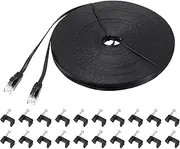 uxcell Cat 6 Ethernet Cable 98ft, 32AWG 250MHz Flat High Speed RJ45 Cat6 Internet Network Patch Cord with Clips for Computer, Gaming, Router, Modem, Black