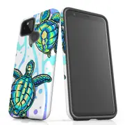 For Google Pixel 5 Case Tough Protective Cover Swimming Turtles