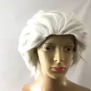 Linfairy Short White Layered Cosplay Wig Costume Wig for Men Women New