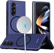 [RUNGOS] for Samsung Galaxy Z Fold 5 Case MagSafe (Bare Metal Feel) [Strong Magnetic] [Slim Fit, Ultra Light] Wireless Charging Samsung Fold 5 Case, Shockproof Cover for Galaxy Fold 5 Case 1st, Blue