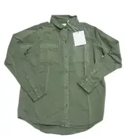 One Teaspoon Kids Green Super Khaki Soho Long Sleeve Button Shirt Size 10-14
