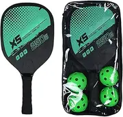 Paddle Ball Set | Pickle Ball Kit Paddle Ball Rackets | Comfort Grip Set of 2 Pickle Ball Paddles, 4 Pickle Balls, Pickle Ball Racket for Beginners & Pros