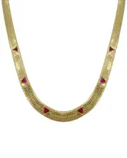 st. Moran 18K Plated 3.00 ct. tw. Ruby Trillion Cut Herringbone Chain Necklace