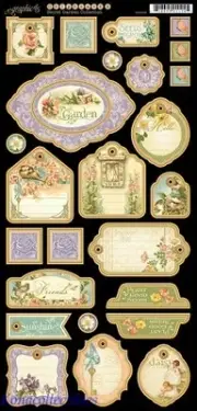 Graphic 45 Botanical Tea Chipboard #2 Die-Cuts 6"X12" Sheet