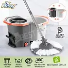 Spin Mop and Twin Bucket Set Magic Tile Wood Floor Cleaner 4 Microfibre Heads