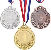 Milisten 3pcs Metal Award Medals Silver Bronze with Neck Ribbon Diameter Sports Competitions Academic Achievements and Themed Parties