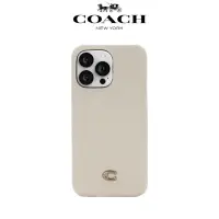在飛比找momo購物網優惠-【COACH】iPhone 14 精品真皮手機殼 粉白色經典