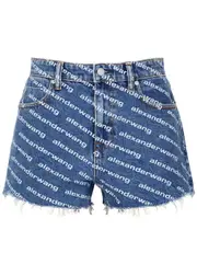 Alexander Wang Bite Logo-print Denim Shorts - Blue And White - W30 W30