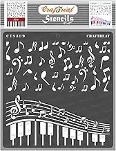 CrafTreat Music Stencils for Painting on Wall Art, Canvas, Home Decor, Furniture and Journal Notebook - 6"x6" - Musical Stencil - Reusable Vintage Music Symbols Stencils for Card Making & Scrapbooking