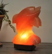 Himalayan Pink Salt Desk Lamp with Dimmer Switch, Rock Salt Dolphin Lamp, 8"