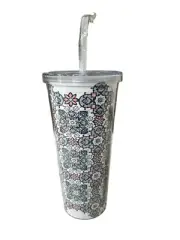 Vera Bradley Lisbon Medallion Double Wall Tumbler w/Straw 24oz.