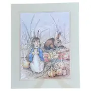 Vintage Peter Rabbit Benjamin Bunny Nursery Art Decor Matted 16x20 1991 Printed