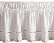 Morbuy Bed Skirt Twin Full Queen Size 15 Inch Drop, Wrap Around Ruffled Pleated Bedskirt White Lace Valance Sheet Elastic Dustproof Bed Skirt Wrap Bed Frame Cover (Queen-15 Drop,White)