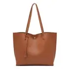 Women's Soft Faux Leather Tote Shoulder Bag from, Big Capacity Tassel Handbag...