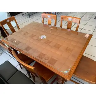 桃園國際二手貨中心----實木餐桌椅組 一桌六椅 飯桌 148*96*76cm