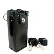 Leather Carrying Case with Belt Clip & Strap for Motorola GP328 EP450 Radio