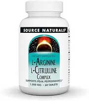 Source Naturals L-Arginine L-Citrulline Complex 1000mg, Supports Peak Performance, 60 Tablets