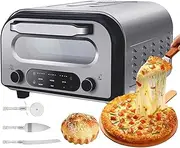 1700W Electric Pizza Oven,12" Countertop Pizza Oven Electric Pizza Maker with Cutter,450°C Countertop, 6 Pizza Presets, Intelligent Temperature Control and Timer, Indoor and Outdoor Pizza Maker