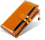 Women's Long Wallet,RFID Blocking,with Card Holder That Can Be Removed,Zip Around Clutch,Brown