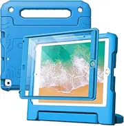 JETech Kids Case for iPad 9.7-Inch (6th/5th Generation, 2018/2017 Model) with Built-in Screen Protector, Shockproof Full-Body Handle Stand Tablet Protective Cover (Blue)