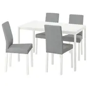 MELLTORP / KÄTTIL table and 4 chairs, white/Knisa light grey, 125 cm