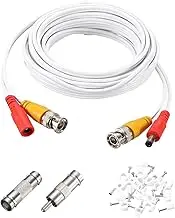 uxcell BNC Video Power Cable,3m/10ft All-in-One Security Camera Wire Cord DC Extension Wire for CCTV Security DVR Camera System Installation Plug & Play Cord,1 Set White